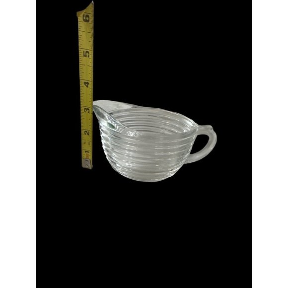 Vintage 1938-43 discontinued Anchor Hocking clear Manhattan open sugar and cream - Picture 6 of 8